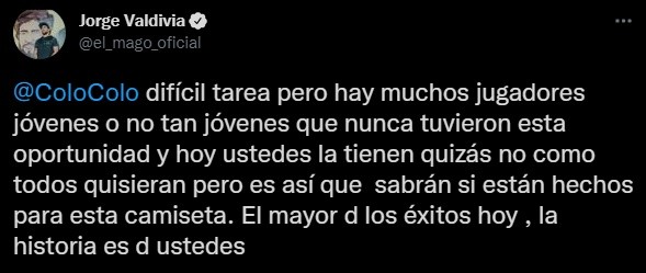 El mensaje de Jorge Mago Valdivia a los juveniles de Colo Colo.
