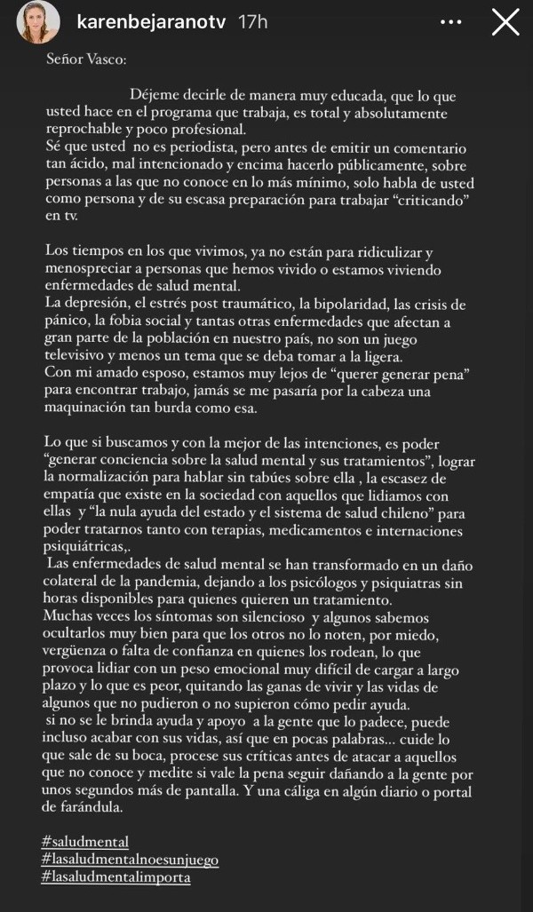 Karen Bejarano en Instagram