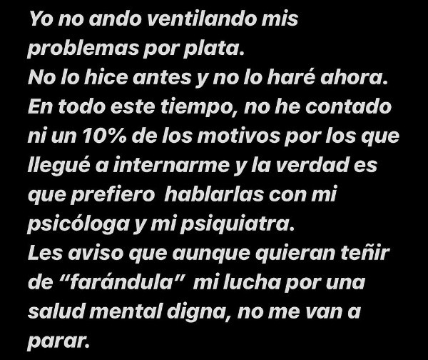 Karen Bejarano se defiende ante críticas por referirse a su salud mental.(4)