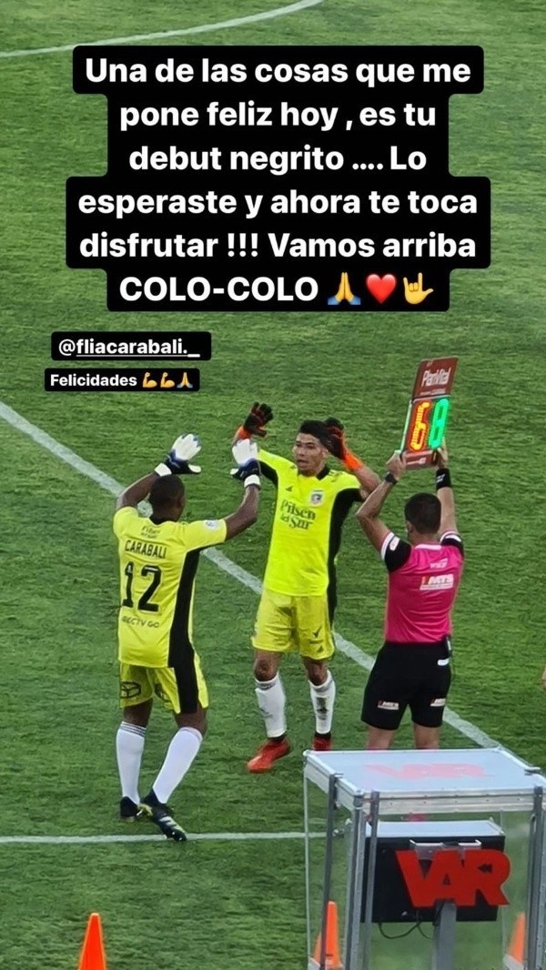 Carabalí debutó el sábado en Colo Colo (Instagram)