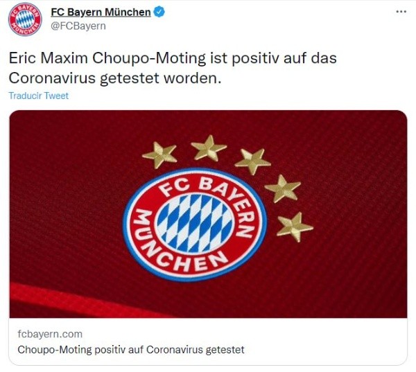 El comunicado del Bayern Munich (Twitter)