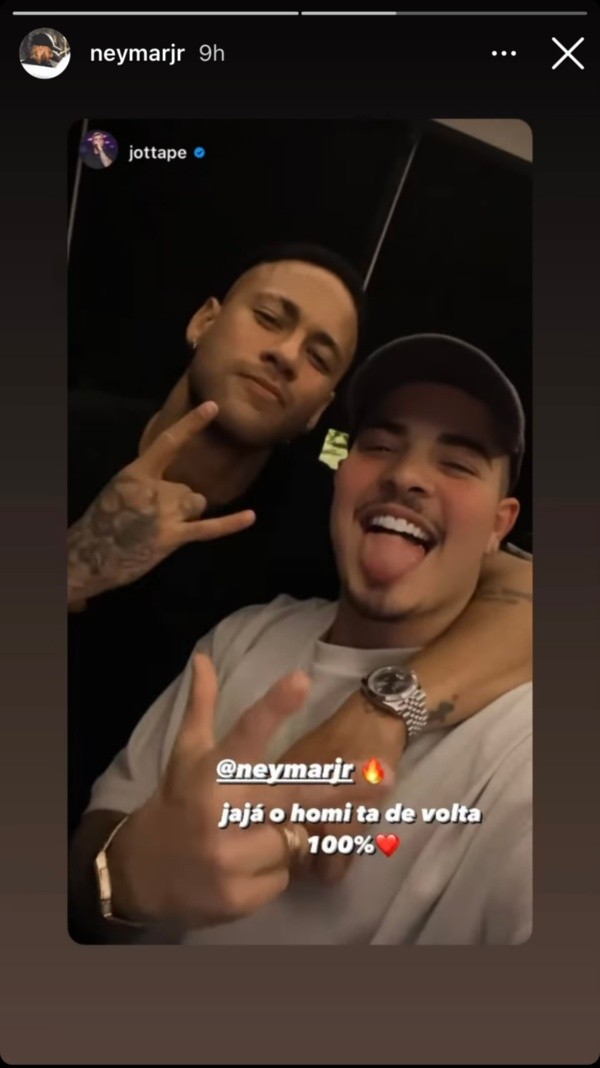 Lesionado y todo, Neymar asistió a una fiesta con el cantante brasileño Jottape, quien andaba de paseo por París. (Foto: captura)