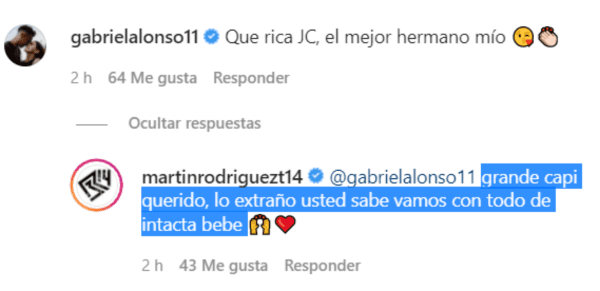 Tin Rodríguez le contestó la buena onda a Gabo Suazo. Foto: Instagram.