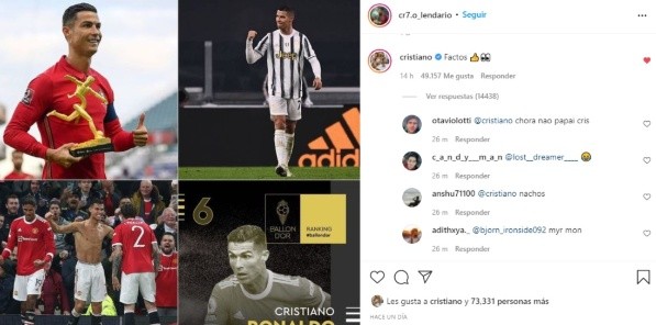 Cristiano sorprendió comentando una publicación anti Messi.