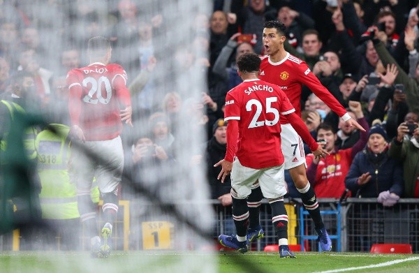 Cristiano Ronaldo anotó un doblete en un partido vital para el Manchester United. (Foto: Getty Images)