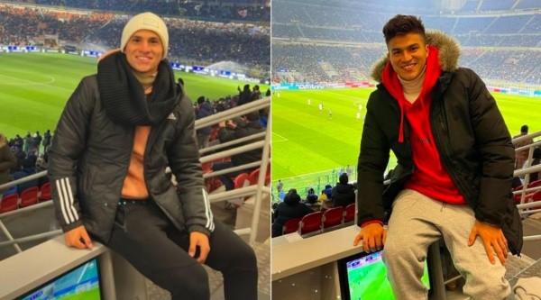 Los hermanos Benjamín y Thomas Galdames acompañaron al Inter de Milán en su goleada ante el Cagliari. Arturo Vidal se puso con las invitaciones. Foto: Instagram