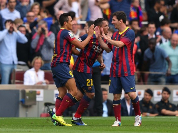 Alexis jugó en Barcelona entre el 2011 y el 2014 junto a Lio Messi. Foto: Getty.