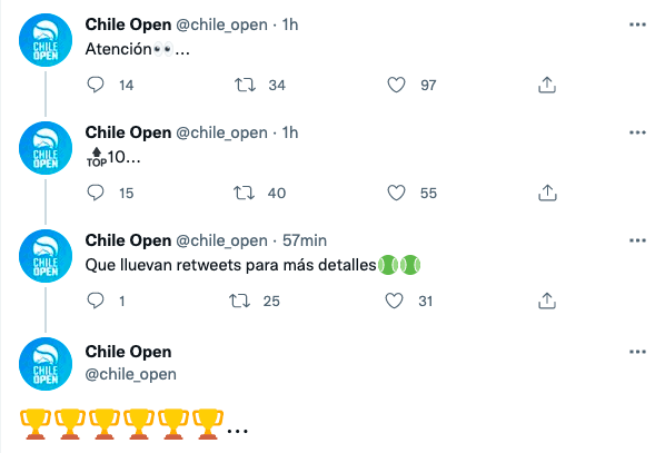 En el Twitter de Chile Open intentaron jugar al misterio antes de anunciar a Casper Ruud en el próximo ATP de Santiago en febrero de 2022. (Foto: Captura)