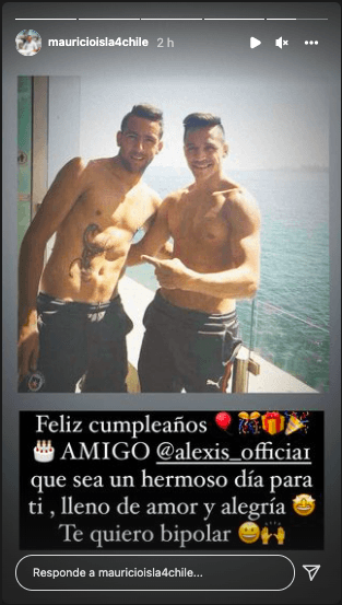El tierno mensaje que Mauricio Isla le dedicó a Alexis Sánchez a través de redes sociales por su cumpleaños. (Foto: captura)
