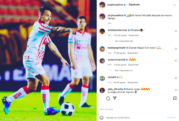 Jorge Valdivia celebra su regreso a las canchas. Foto: Instagram