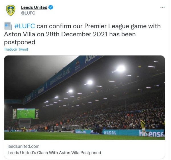 El anuncio del Leeds en Twitter