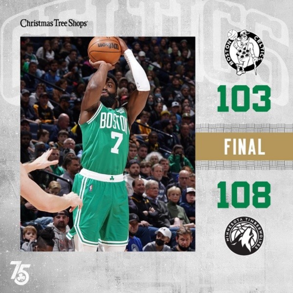 Los Celtics fueron derrotados por Timberwolves en su última presentación. Imagen: Boston Celtics.