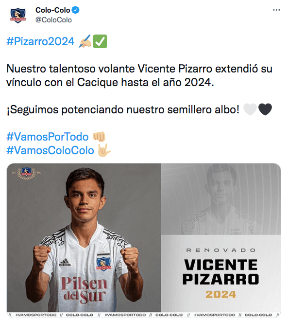 Pizarro renovó en Colo Colo