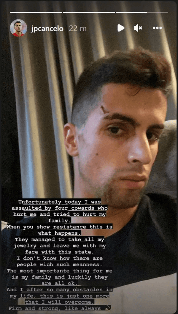 Cancelo muestra la herida que sufrió y dejó un potente mensaje en sus redes sociales. (Instagram)