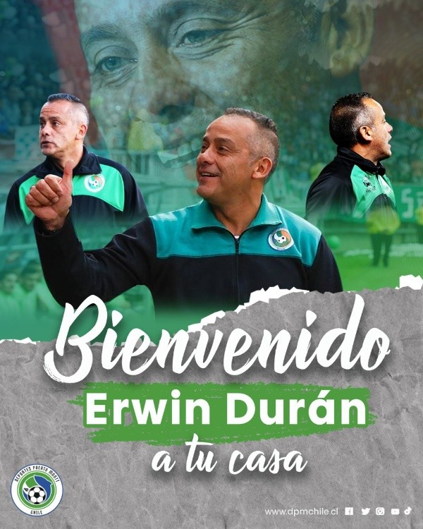 Erwin Durán regresa a Deportes Puerto Montt.