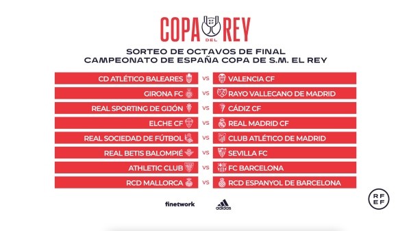 Así quedaron los octavos de final de la Copa del Rey.