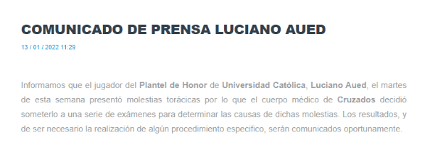 El comunicado de Universidad Católica.