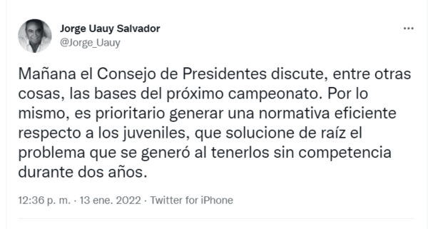 La idea que expuso Jorge Uauy en su Twitter.