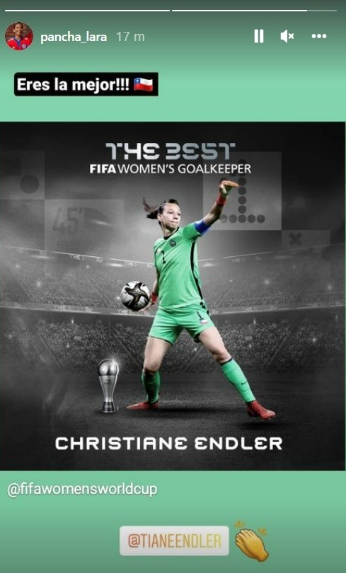 El saludo de Pancha Lara a Tiane Endler (Instagram)
