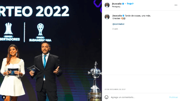 Juan José Buscalia también se ha desempeñado como presentador de los sorteos de la Copa Libertadores. (Foto: Captura Instagram)