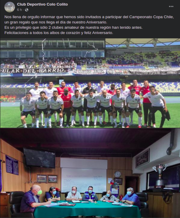 El anuncio del Club Social y Deportivo Colo-Colito en Facebook.