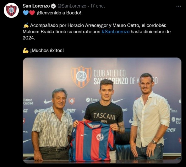 San Lorenzo fichó a Malcom Braida, pero Instituto de Córdoba golpeó la mesa de entrada y deja advertido al Ciclón.