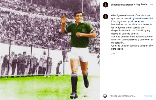 El emotivo mensaje de Elías Figueroa en redes antes de que sus dos ex equipos se enfrenten en Uruguay. (Foto: Captura Instagram)