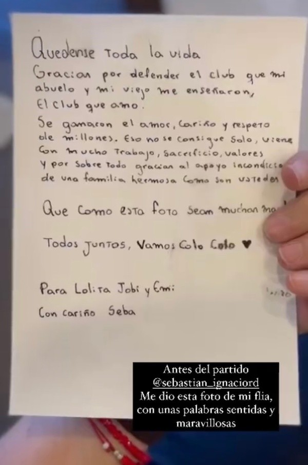 La carta que recibió Emiliano Amor.
