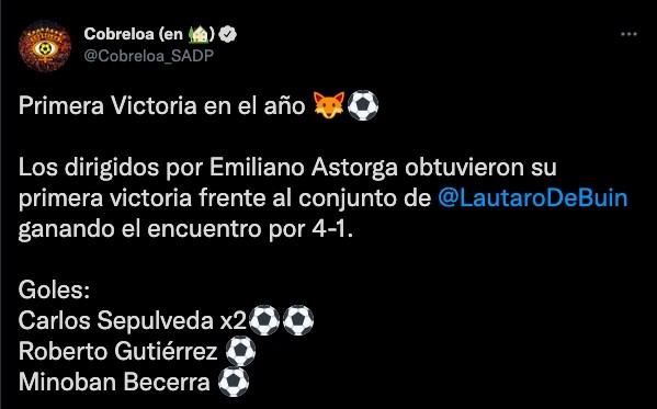Goleada de Cobreloa ante Lautaro de Buin en Santiago.