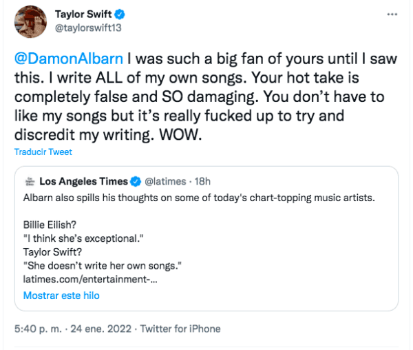 Gabriel Boric cierra filas con Taylor Swift ante polémica con Damon Albarn.(1)