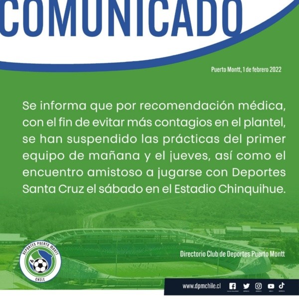 El comunicado emitido por Deportes Puerto Montt