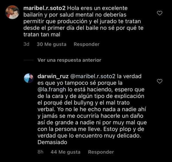 Bailarín Darwin Ruz se lanza contra Fran García-Huidobro.(2)