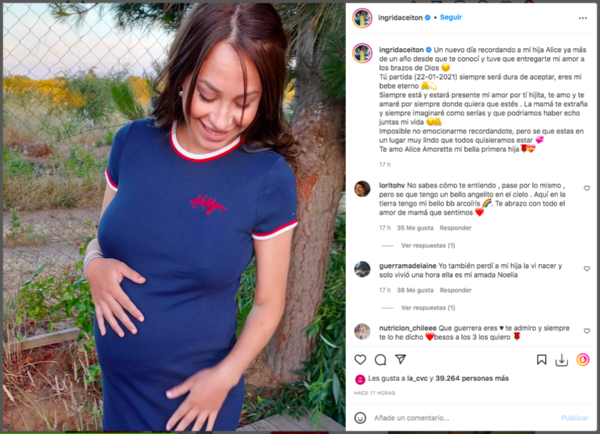 Ingrid Aceitón recuerda a su fallecida hija.