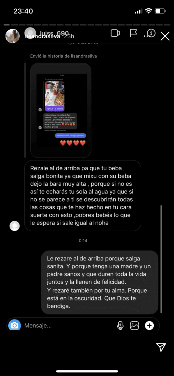 Lisandra Silva recibe brutal comentario sobre su bebé.(1)