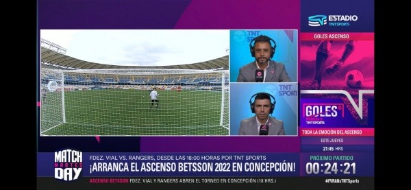 Gonzalo Fierro en su nuevo rol de comentarista (Captura TNT Sports)