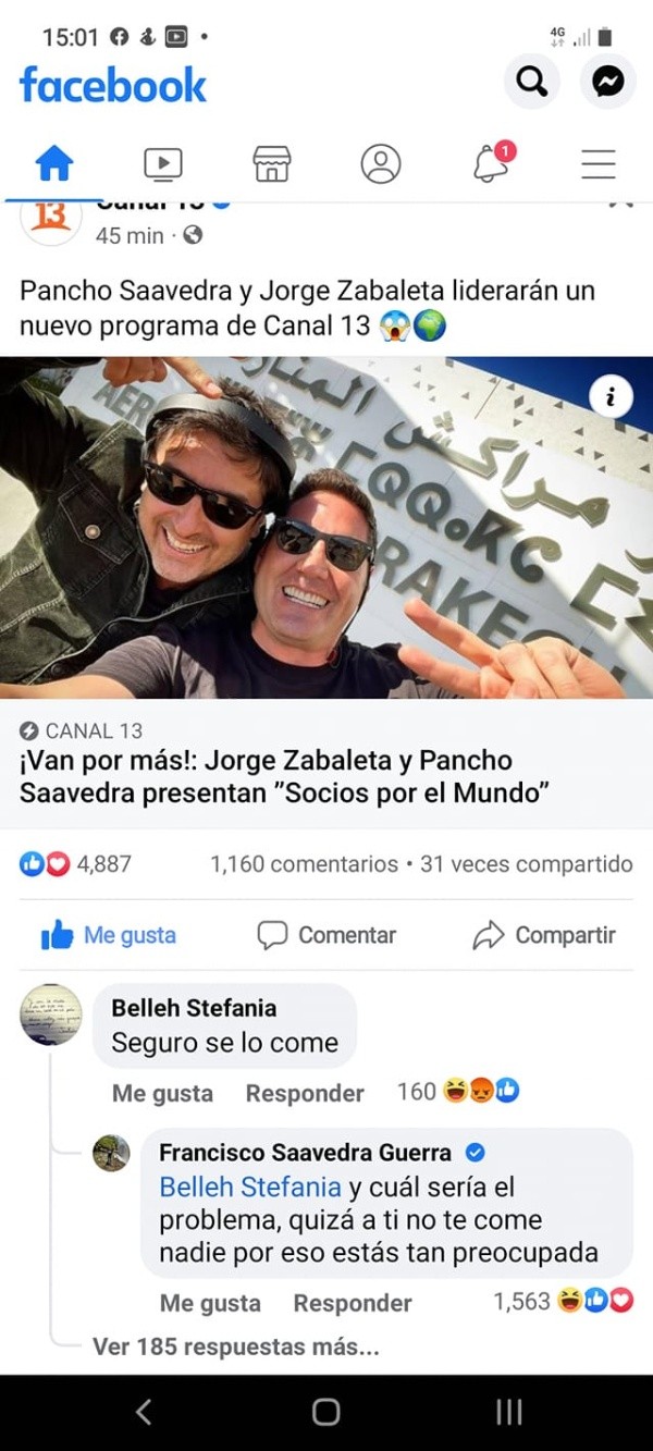 Fans festinan con respuesta de Pancho Saavedra a malintencionado comentario.(2)