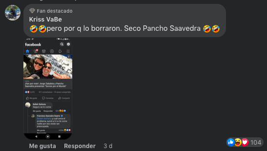Fans festinan con respuesta de Pancho Saavedra a malintencionado comentario.(4)