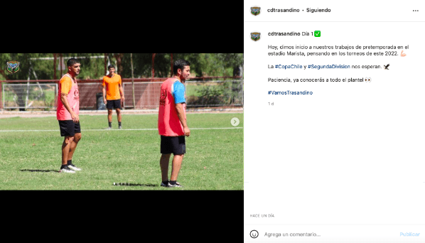 Trasandino se prepara bajo las órdenes de Francisco Arrué para volver al fútbol profesional. (Foto: @cdtrasandino)