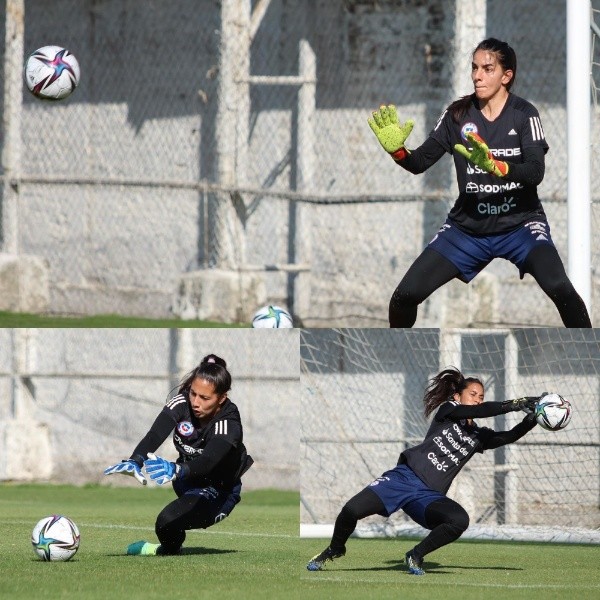 Las tres porteras de la selección chilena femenina adulta en esta fecha FIFA: Natalia Campos, Valeria Rojas y Gabriela Bórquez. (Comunicaciones ANFP)