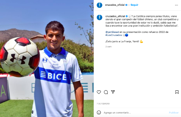 Yamil Asad fue uno de los fichajes más destacados de este mercado en el fútbol chileno y llegó desde el DC United de la MLS para reforzar a Universidad Católica. (Foto: @cruzados_oficial)