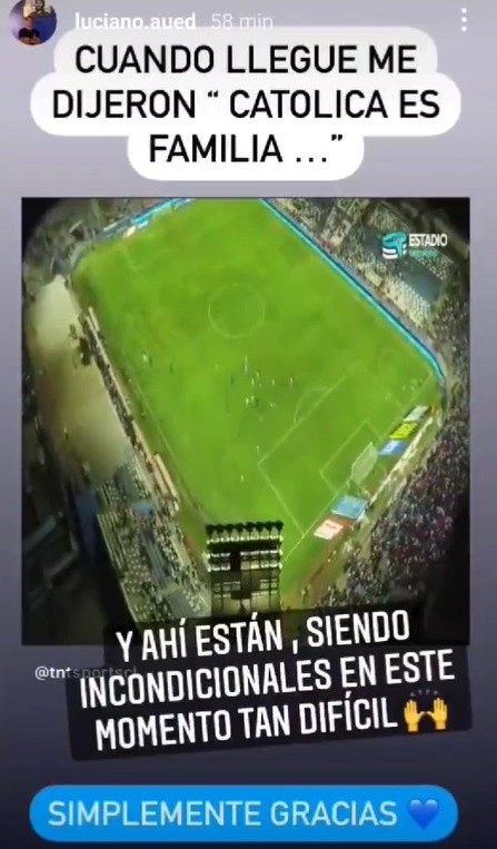 Aued agradeció el cariño de los hinchas de la franja.