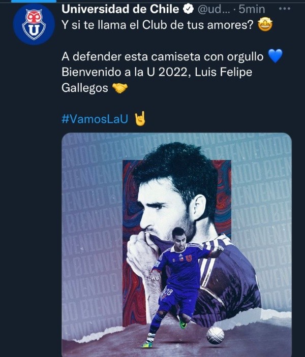 Los azules hacen su primera presentación de Gallegos en redes sociales.