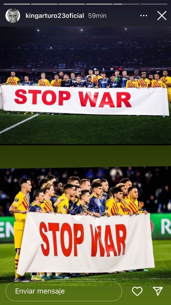 El mensaje de los jugadores en el duelo entre Barcelona y Napoli