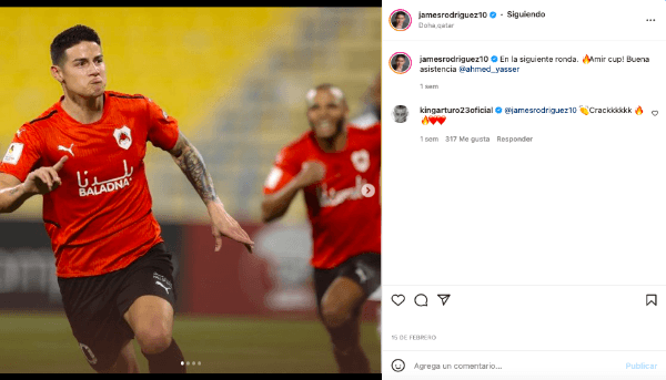 El volante cafetalero ha tenido buenas presentaciones en el fútbol catarí. (Foto: @jamesrodriguez10)