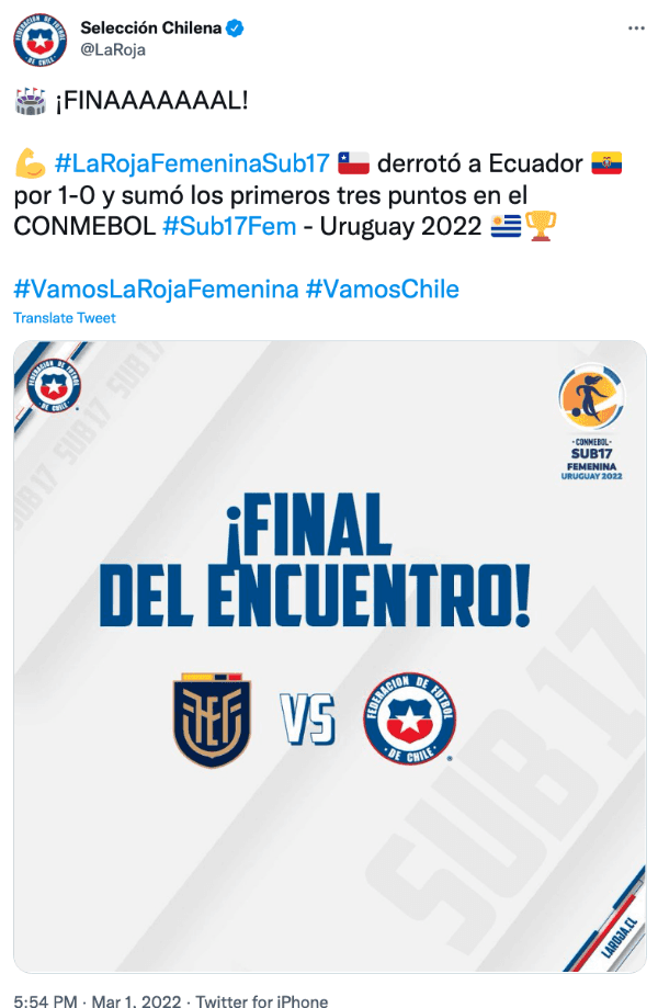CONMEBOL Sub17 FEM 2022, Chile 1-1 Uruguay