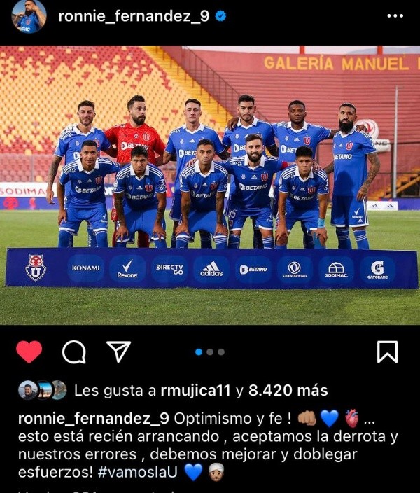 El mensaje de Ronnie Fernández en sus redes sociales.