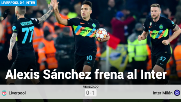 Así tituló Diario Marca contra Alexis Sánchez tras su expulsión ante Liverpool.