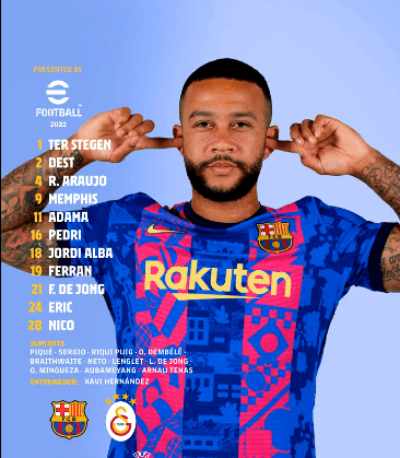 La formación del Barcelona ante Galatasaray.