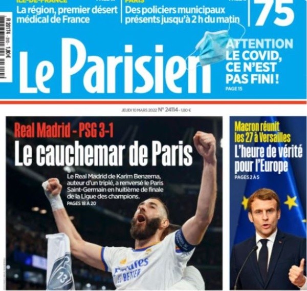 La portada de Le Parisien de este jueves