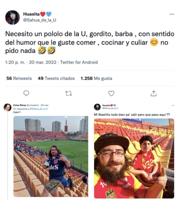 Un inminente amor parecía no llegar a buen puerto entre dos usuarios de Twitter fanáticos de la U, pero el postulante tuvo un buen motivo para defenderse. (Foto: Captura Twitter)